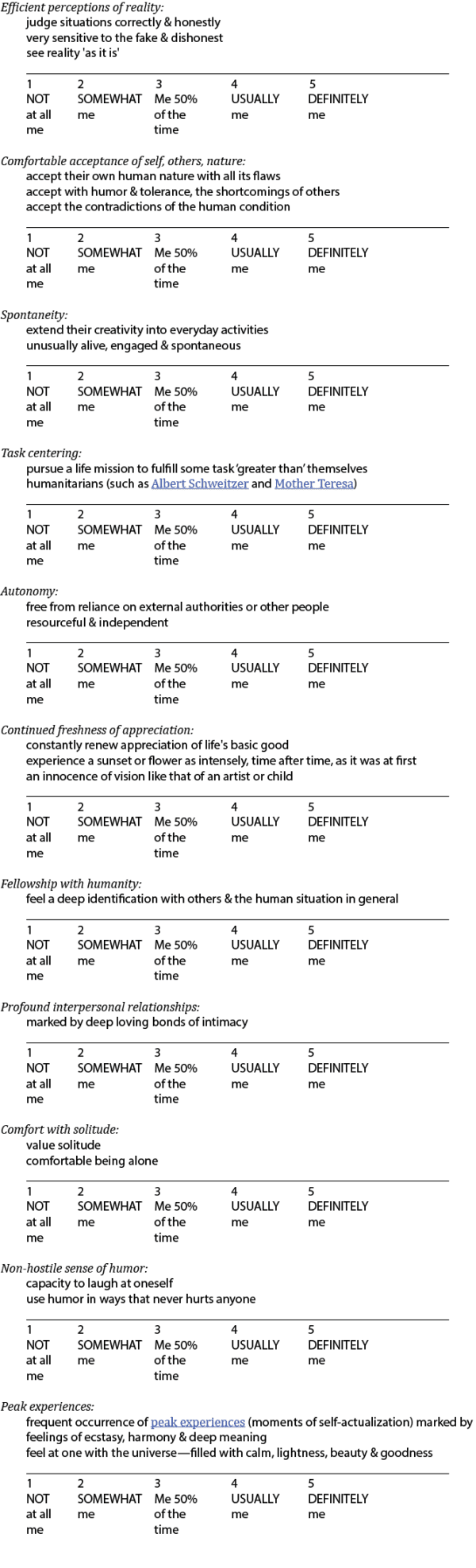 Self-actualizer Assessment